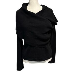 Cullen Size M Sweater 100% Cashmere Drape Neck Black
